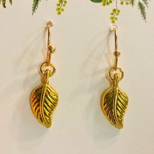 Gold Leaf Drop Earrings